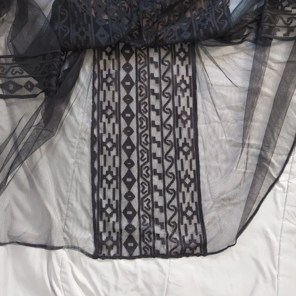 Luxxel Floor length Body Con Low cut, Sheer Evening Gown, Black, Small - Picture 7 of 16